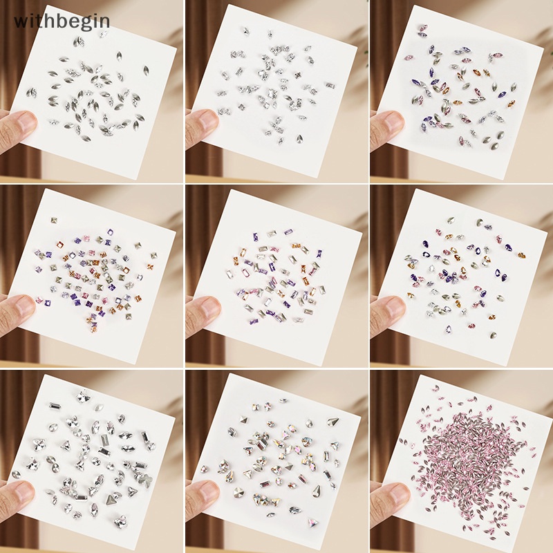 Bộ 50 Hạt Kim Cương Pha Lê Hình Dạng mini Nhiều Màu Sắc Dùng Trang Trí Móng Tay diy