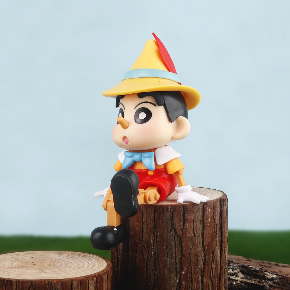 Crayon shin-chan cosplay pinocchio hành động hình mô hình búp bê đồ chơi cho trẻ em quà tặng bộ sưu tập trang trí