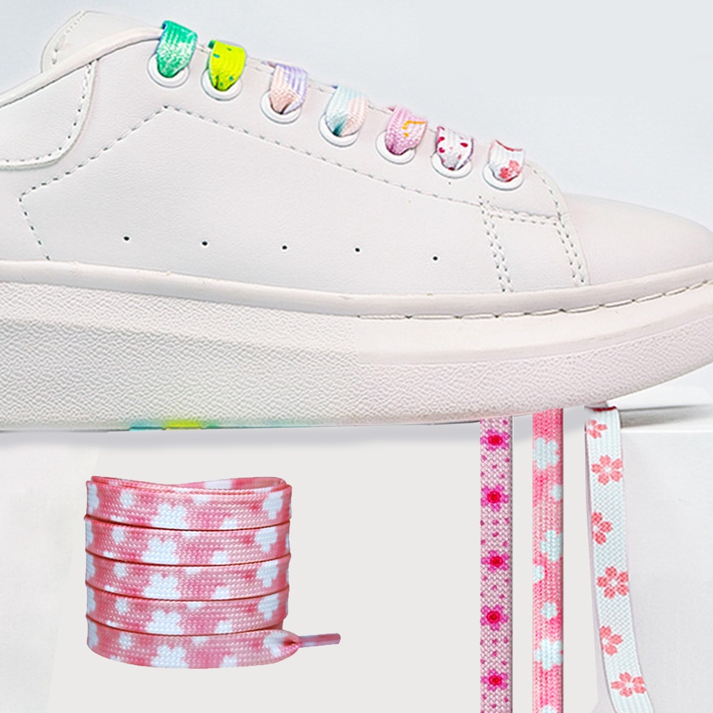 1 Cặp Dây Giày In Hình Hoa Anh Đào Nhiều Kiểu Dáng Thời Trang Dành Cho Nữ