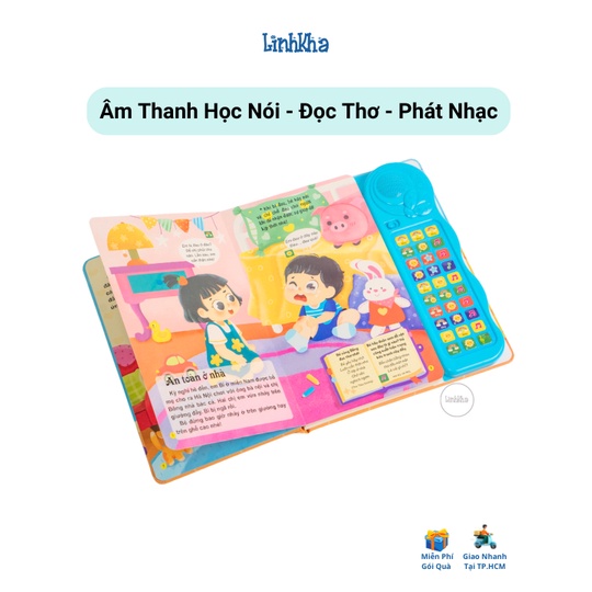 Sách Âm Thanh Bé Học Nói - Có Đọc Thơ Và Bài Hát - 30 nút - Đinh Tị