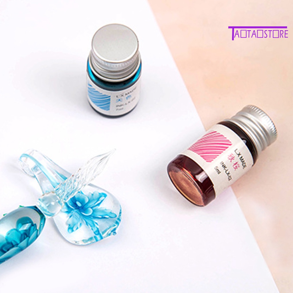 1 Bộ Bút Máy Dạng Hoa Pha Lê Mịn Màng Cầm Tay Kèm Mực In