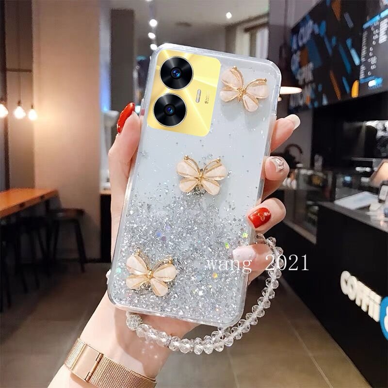Ốp Điện Thoại Mềm Trang Trí Hình Bướm Lấp Lánh Cho Realme 10T 5G / Realme C55 NFC Realme C33 RealmeC55 2023