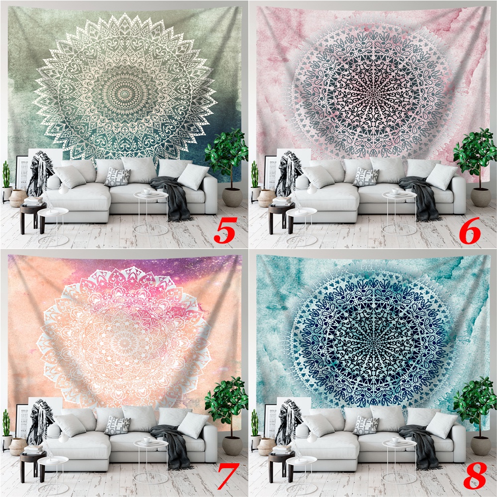 Thảm Treo Tường Bằng Polyester Họa Tiết Mandala Kèm Kẹp Trang Trí Nội Thất