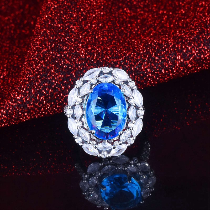 Nhẫn Đính Hôn Đính Đá Topaz Xanh Thời Trang Cho Nữ