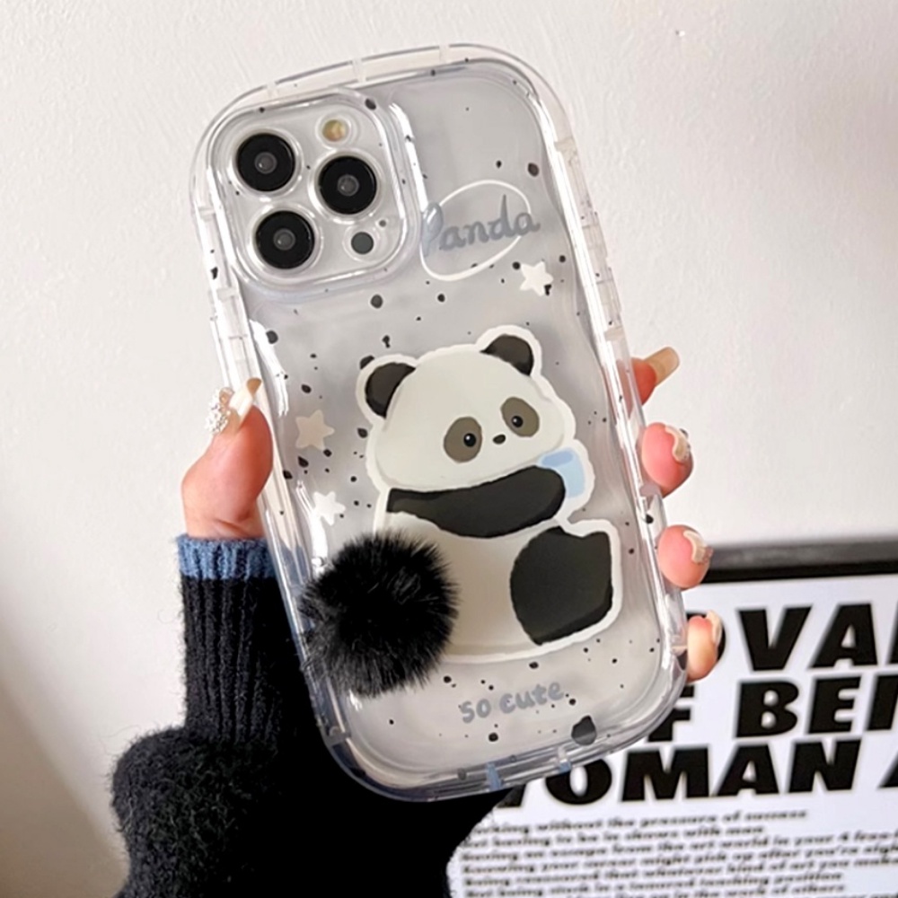 Ốp Điện Thoại TPU Mềm Chống Sốc Hình Thỏ / Gấu Trúc Đuôi Bông 3D Dễ Thương Cho IPhone 11 12 13 14 Pro Max