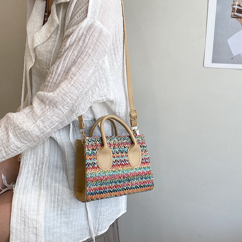 Túi Rơm Đeo Chéo Có Khóa Kéo Thời Trang Cho Nữ