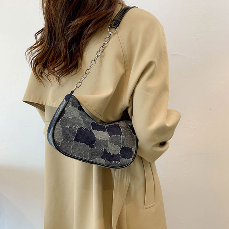 Túi Xách Denim In Họa Tiết Phong Cách Cổ Điển Thanh Lịch Dành Cho Nữ