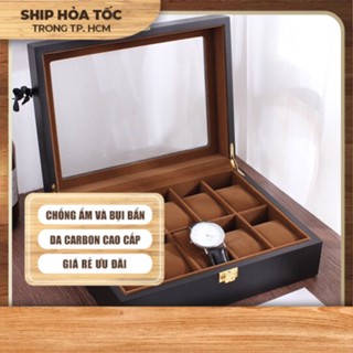 Hộp đồng hồ đeo tay 10 ngăn gỗ đen MDF cao cấp 0188