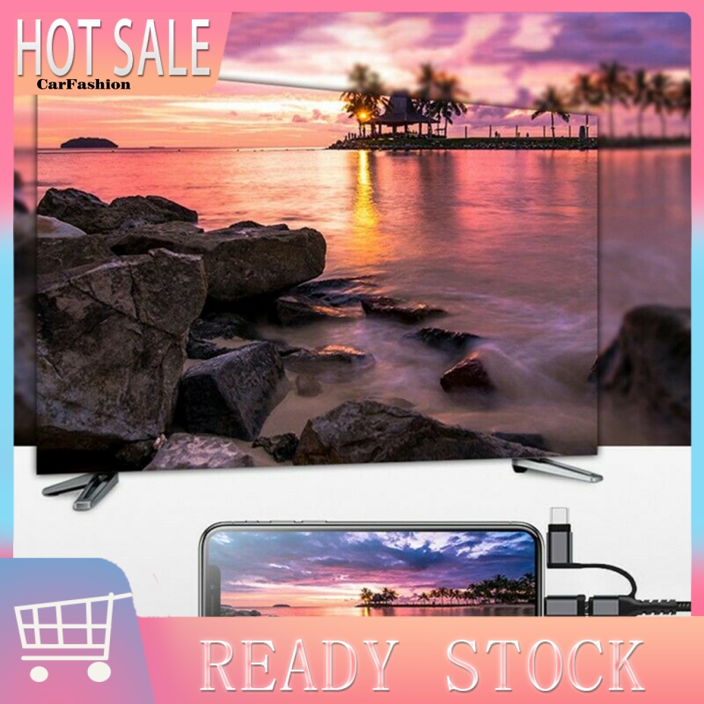 Dây Cáp 2m Chuyển Đổi 3 Trong 1 Micro USB Type-C Sang HDMI-C TV AV Adapter 1080P Cho iPhone