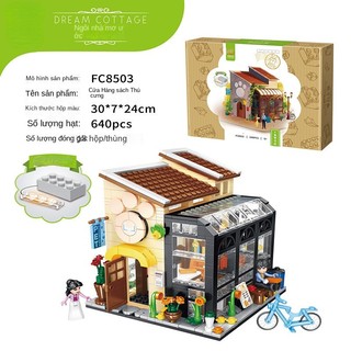 Chiếu sáng Street View Building Building Brick Toy Tương thích Mini Building Brick Assembly Model Shape Assembly Girl Lắp ráp Mô hình lắp ráp Mô hình lắp ráp