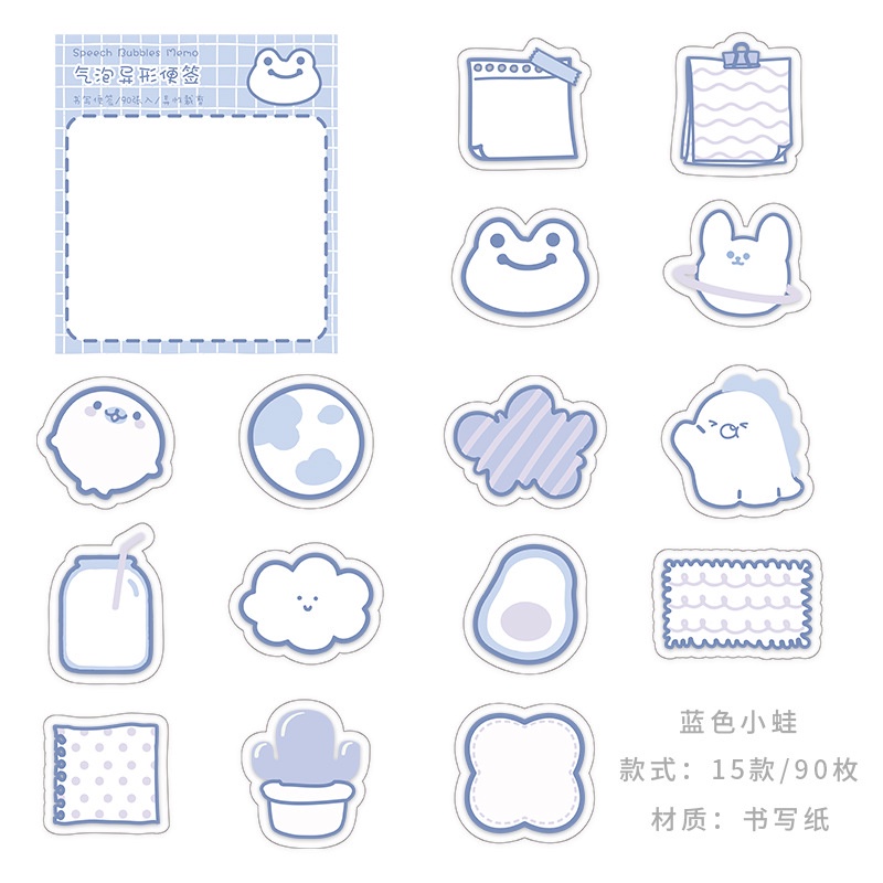 Set 90 Tấm Giấy Ghi Chú Họa Tiết Hoạt Hình Dễ Thương Trang Trí Văn Phòng / Học Sinh