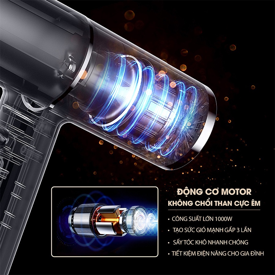 Máy sấy tóc chữ T nóng lạnh, máy sấy 2 chiều công suất cao, máy sấy tóc anion khô nhanh, bảo vệ tóc