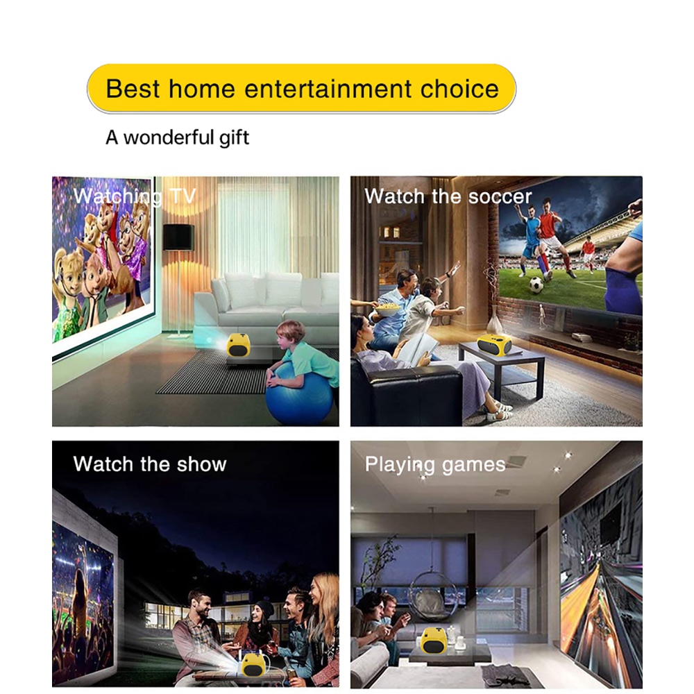 Máy chiếu mini M24 LED Portable Beamer Tương thích với HDMI USB 640 * 480P Hỗ trợ 1080P Video Projetor Quà tặng trẻ em