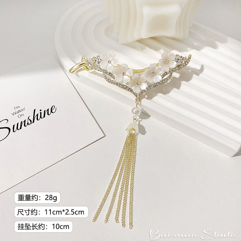 Kẹp Tóc Dạng Xoắn Hình Hoa Lily Đính Kim Cương Giả Bằng Kim Loại Thung Lũng Ngọc Trai Lưng Của Thung Lũng Cài Tóc Cho Nữ