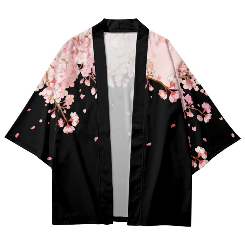 Áo Khoác Kimono In Hoa Đào Nhật Bản Thời Trang Cho Nam Nữ