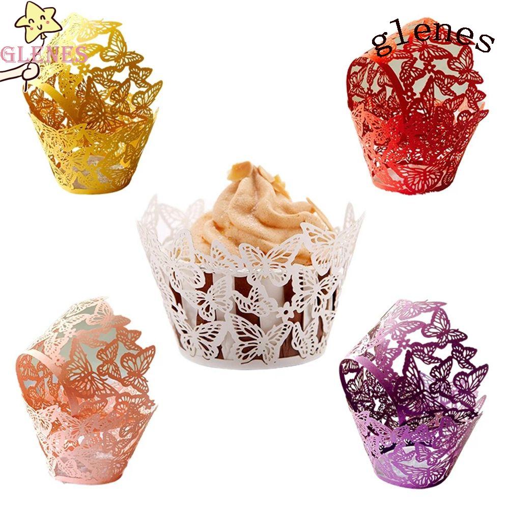 Set 25 Giấy Gói Bánh Cupcake Cắt Laser Trang Trí Viền Ren DIY