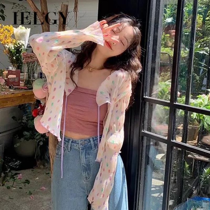 IELGY Áo Sơ Mi Chống Nắng Thiết Kế Ngọt Ngào Dễ Phối Đồ Thời Trang Cho Nữ