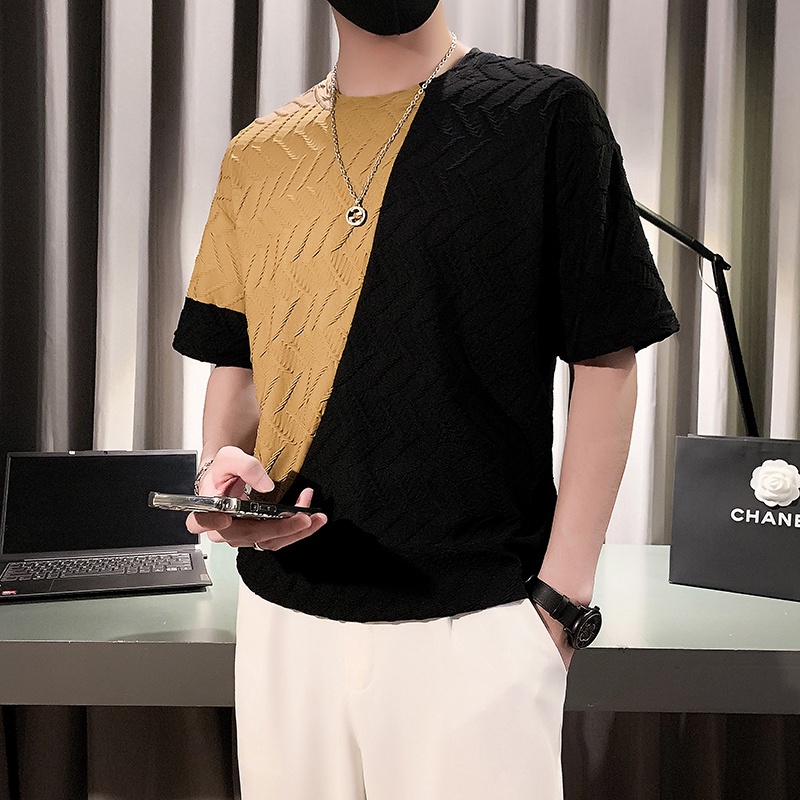 Áo Thun Tay Ngắn Cổ Tròn Màu Trơn Đơn Giản Thời Trang Đường Phố Cho Nam