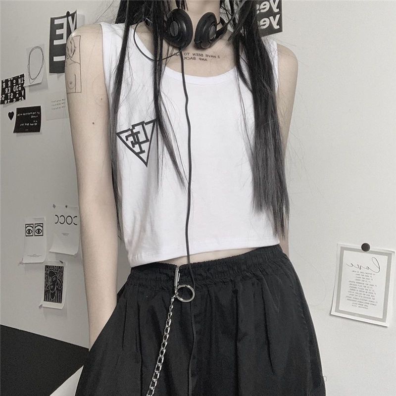 Jiashucheng Áo Croptop Thể Thao Không Tay Dáng Ngắn Rộng Thời Trang Mùa Hè Cho Nữ