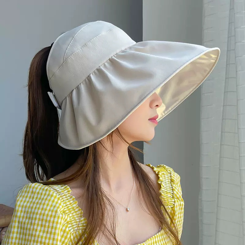 Nón Vành Chống Nắng Mùa Hè Thoáng Khí Hở Chóp Có Lớp Phủ vinyl Chống Tia UV Có Thể Gập Lại Cho Nữ