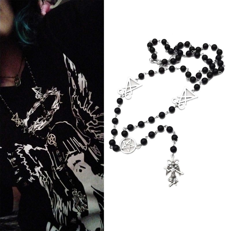 Xiangbao Vòng cổ Baphomet Baphomet Satanic Leviathan Rosary Sigil of Lucifer