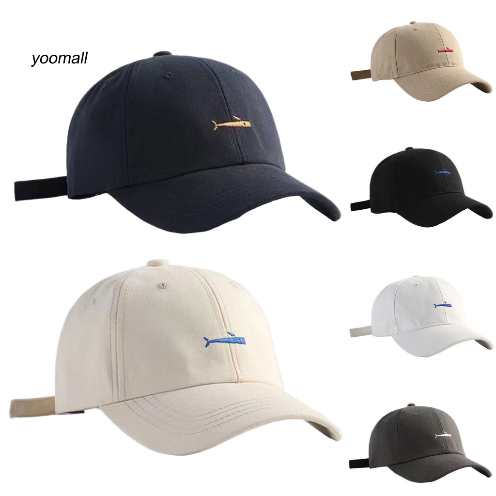 Mũ Lưỡi Trai Thêu Hình Cá Voi Vành Cong Thoáng Khí Chống Nắng Có Thể Điều Chỉnh Cho Nam Nữ