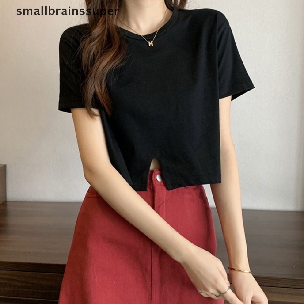 Áo Thun Ngắn Tay Cổ Tròn Màu Trơn Cài Nút Thời Trang Mùa Hè Cho Nữ