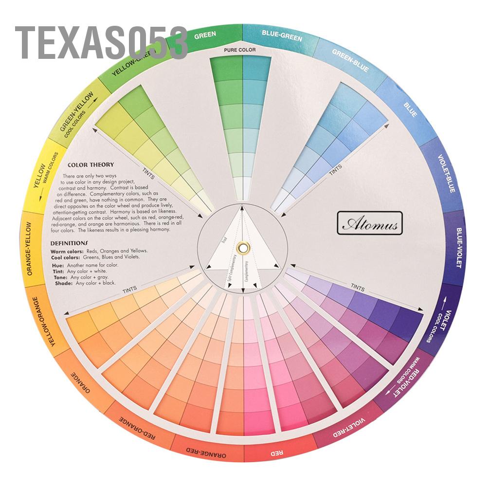 [Hàng HOT] Bảng Hướng Dẫn Pha Màu Cơ Bản - Vòng Tròn Pha Màu ATOMUS cho xăm hình Làm Móng Tay【Texas053】