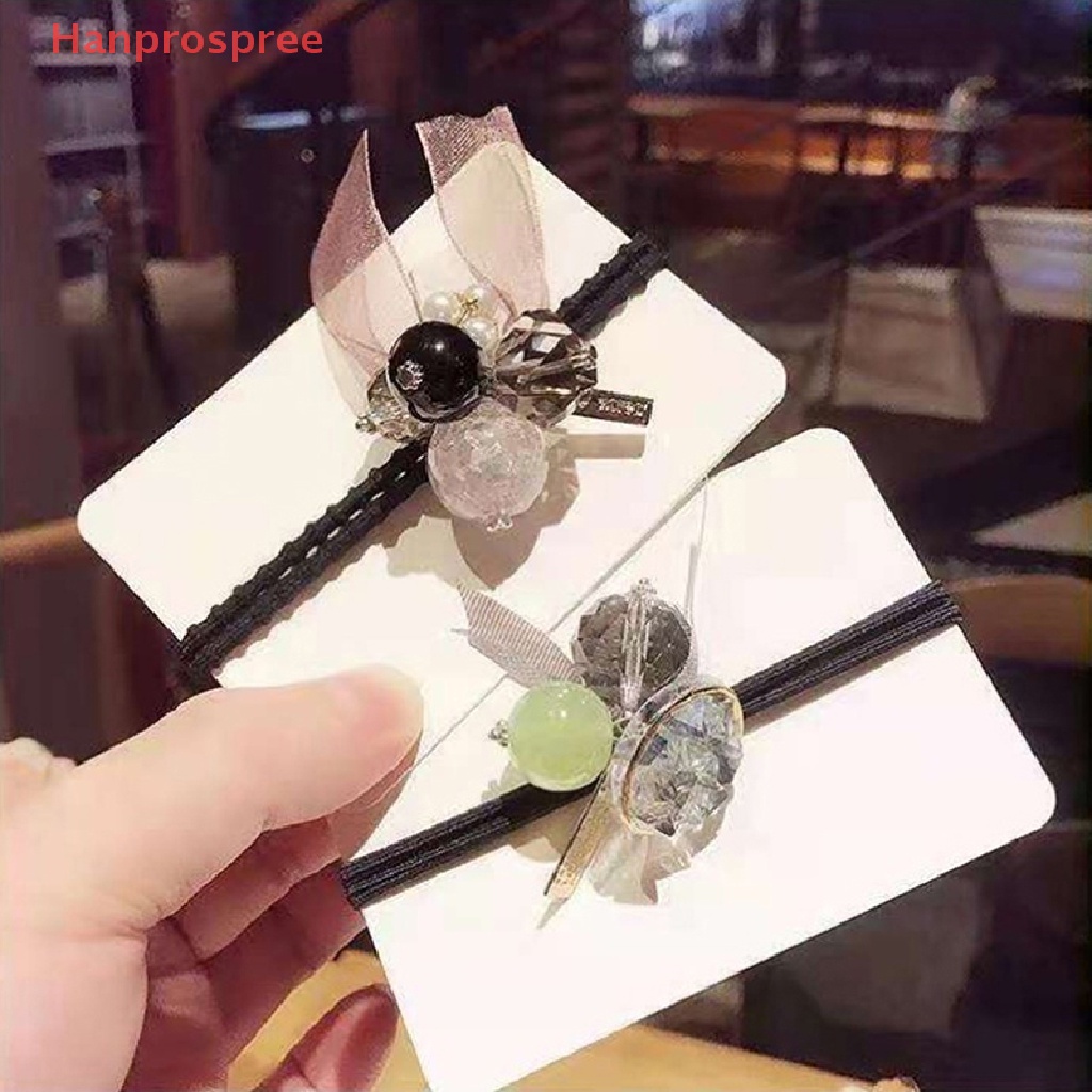 Dây Cột Tóc Ruy Băng Đính Hạt Pha Lê Lấp Lánh Thời Trang Cho Nữ