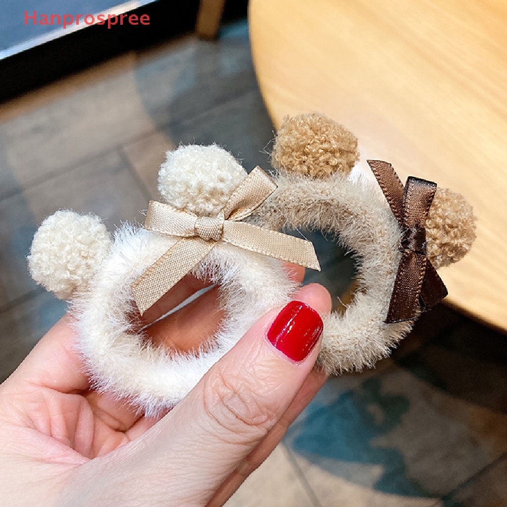 Dây Buộc Tóc Đính Lông Giả Hình Gấu Dễ Thương Cho Nữ