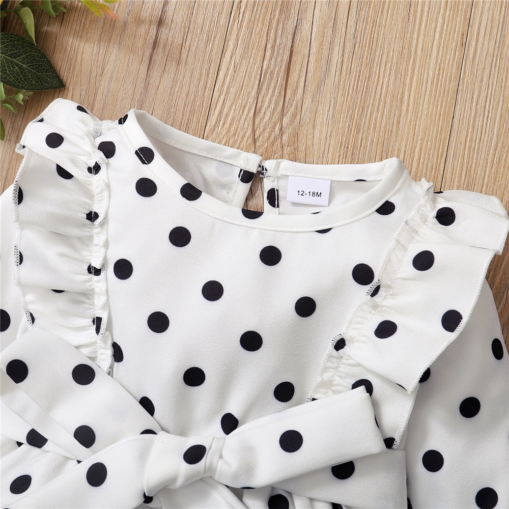 Đầm Chữ A Tay Dài Họa Tiết Chấm Bi Dễ Thương Dành Cho Bé Gái 1-5 Tuổi