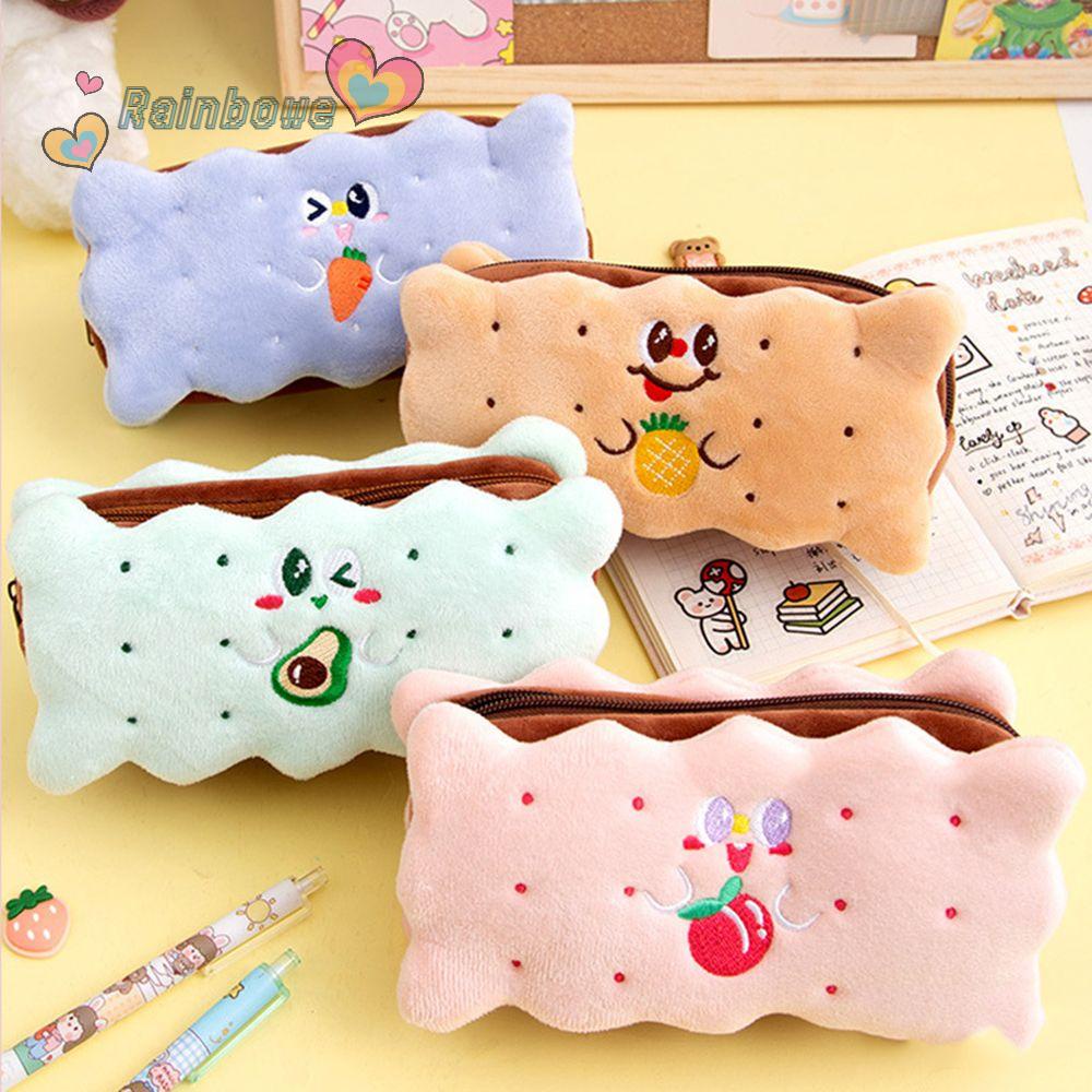 Túi Đựng Bút Hình Hamburger Màu Cầu Vồng Sức Chứa Lớn Ốp
