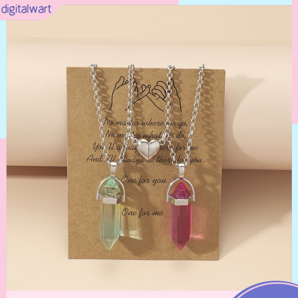 Set 2 Vòng cổ Nối Dài Mặt Đá Lục Giác / Trái Tim / Lục Giác Có Thể Điều Chỉnh