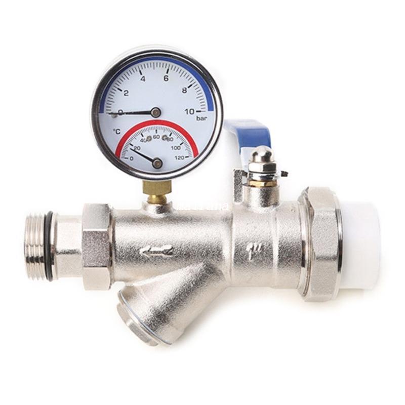 Đồng Hồ Đo Nhiệt Độ Và Áp Suất Ren G1 / 4 0-120 °C Thanh Đo Khoảng Cách 0-10 Cho Hệ Thống Sưởi Ấm Sàn Nhà