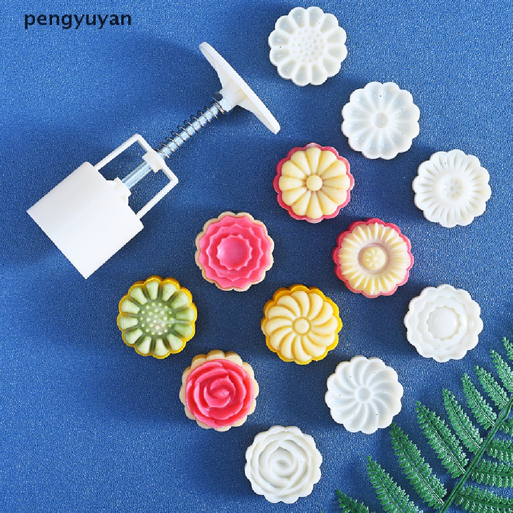 1 Bộ Khuôn Làm Bánh Trung Thu Hình Hoa 3D DIY