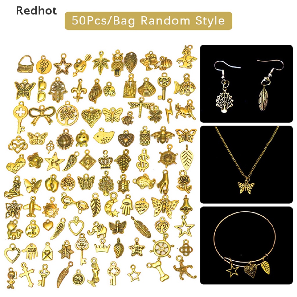 Bộ 50 Mặt Vòng cổ Bằng Kim Loại Hỗn Hợp Làm Trang Sức Thủ Công DIY