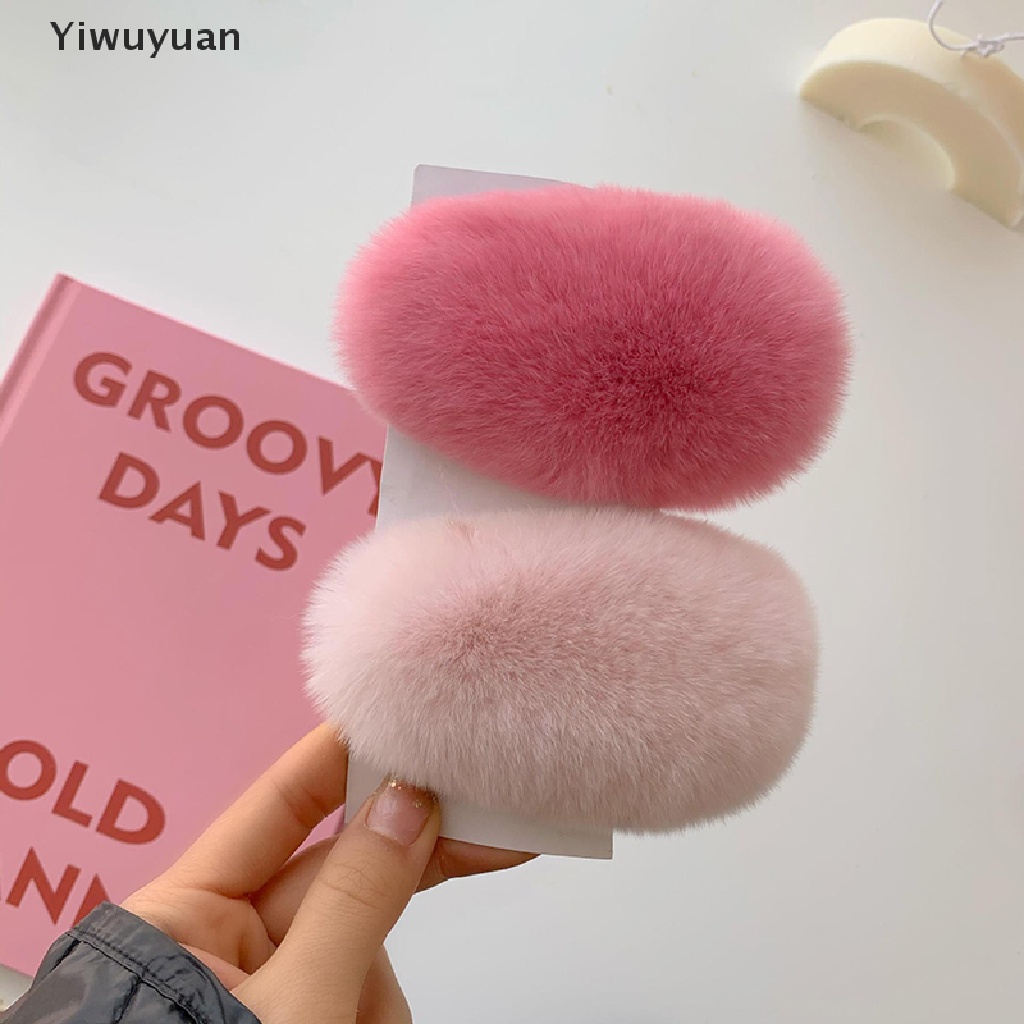< Yiwuyuan > Kẹp Tóc Đính Lông Siêu Dễ Thương Thời Trang Thu Đông Hàn Quốc