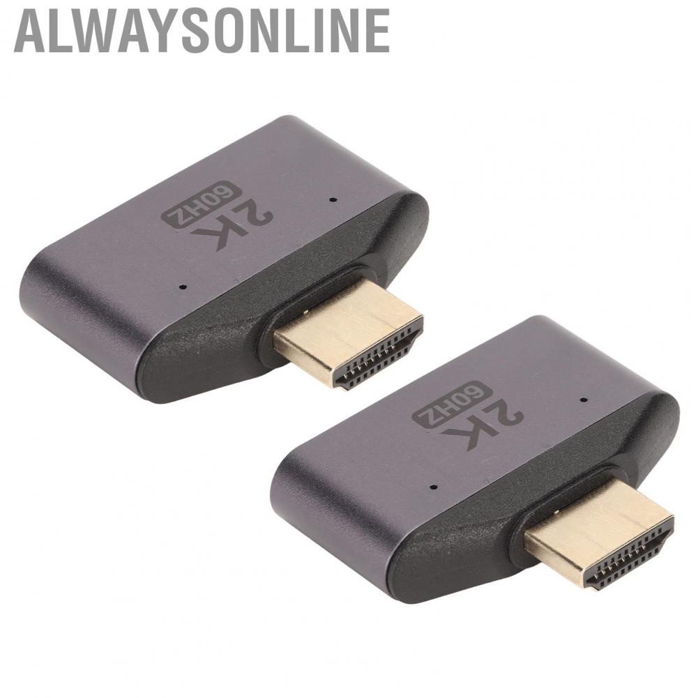 Alwaysonline HD Multimedia Interface Male To Dual Female Adapter  Indicator Light Design 1 2 Video Splitter 2pcs Portable Gold Plated 2K 60Hz for Game Console PC