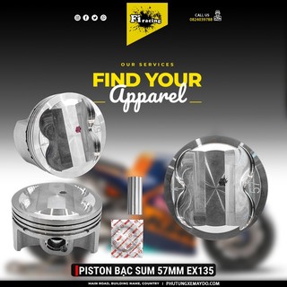 Piston bạc ắc trái 57 mm exciter 135 150 ex150 ex135