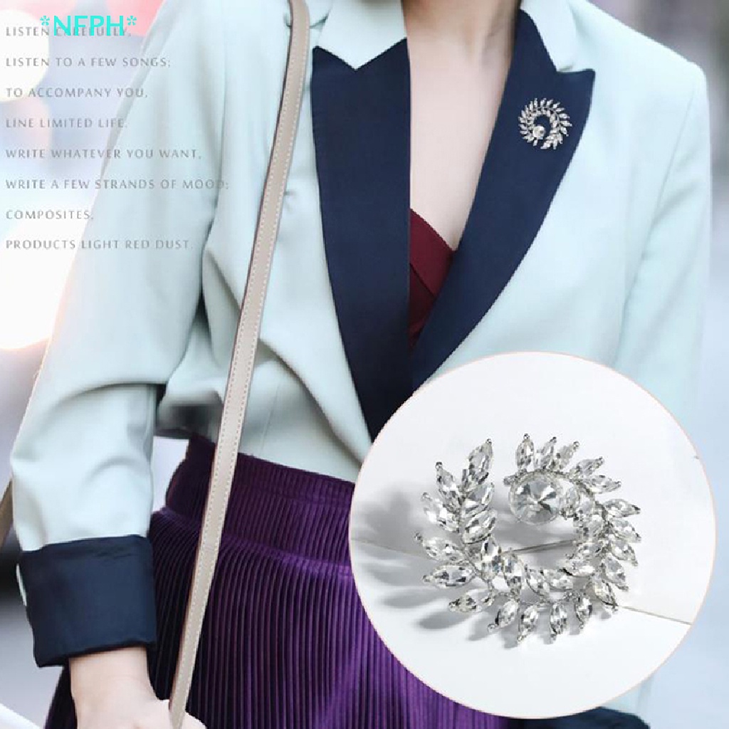 Ghim Cài Áo Hình Chiếc Lá Đính Đá Pha Lê Thời Trang Dành Cho Nữ Mới