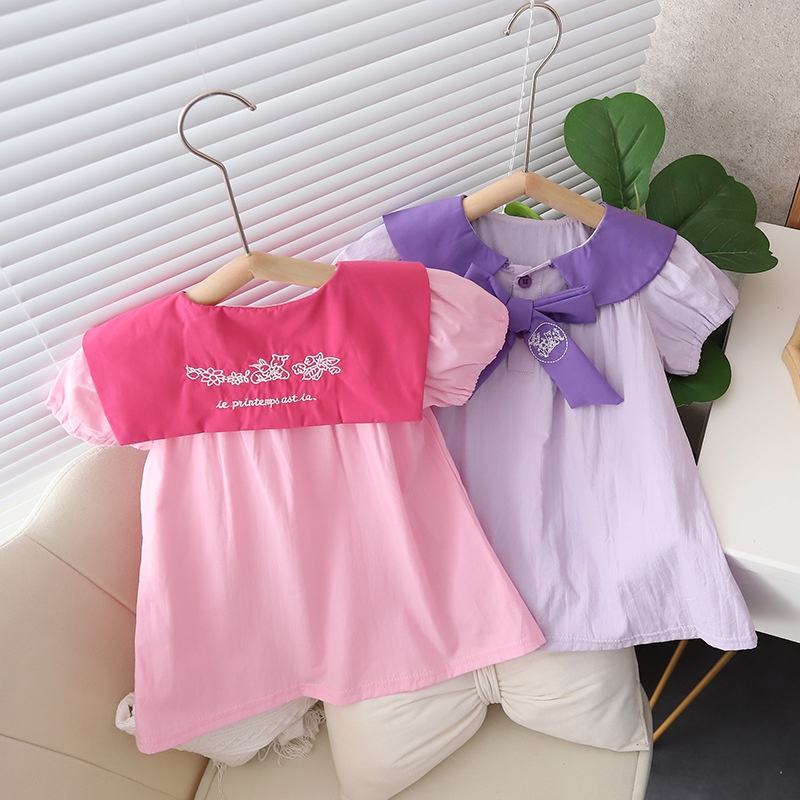 Đầm Công Chúa Giả Hai Lớp Phối Lưới Thắt Nơ Dễ Thương Cho Bé Gái 1-5 Tuổi