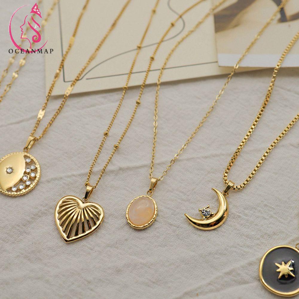 Vòng cổ Đính Đá Mặt Trăng Phong Cách Hàn Quốc Sang Trọng Cho Nữ