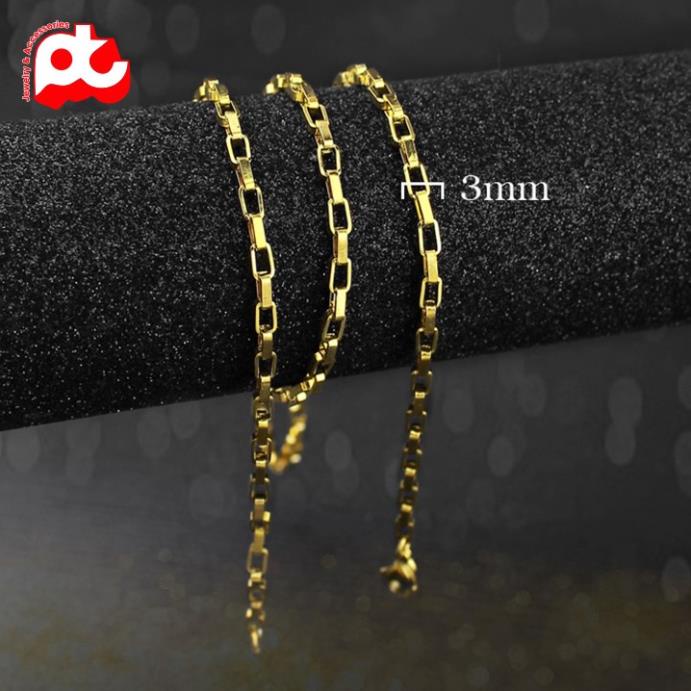 Dây chuyền titan nam cao cấp thời trang rẻ đẹp titan thép không gỉ hình vuông ahihi.official kích cỡ 3mm PTDCNA169