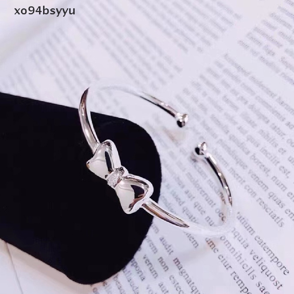 Vòng Đeo Tay xo94bsyyu Dạng Hở Màu Bạc Mặt Hình Nơ Có Thể Điều Chỉnh Thời Trang Dự Tiệc Cho Nữ