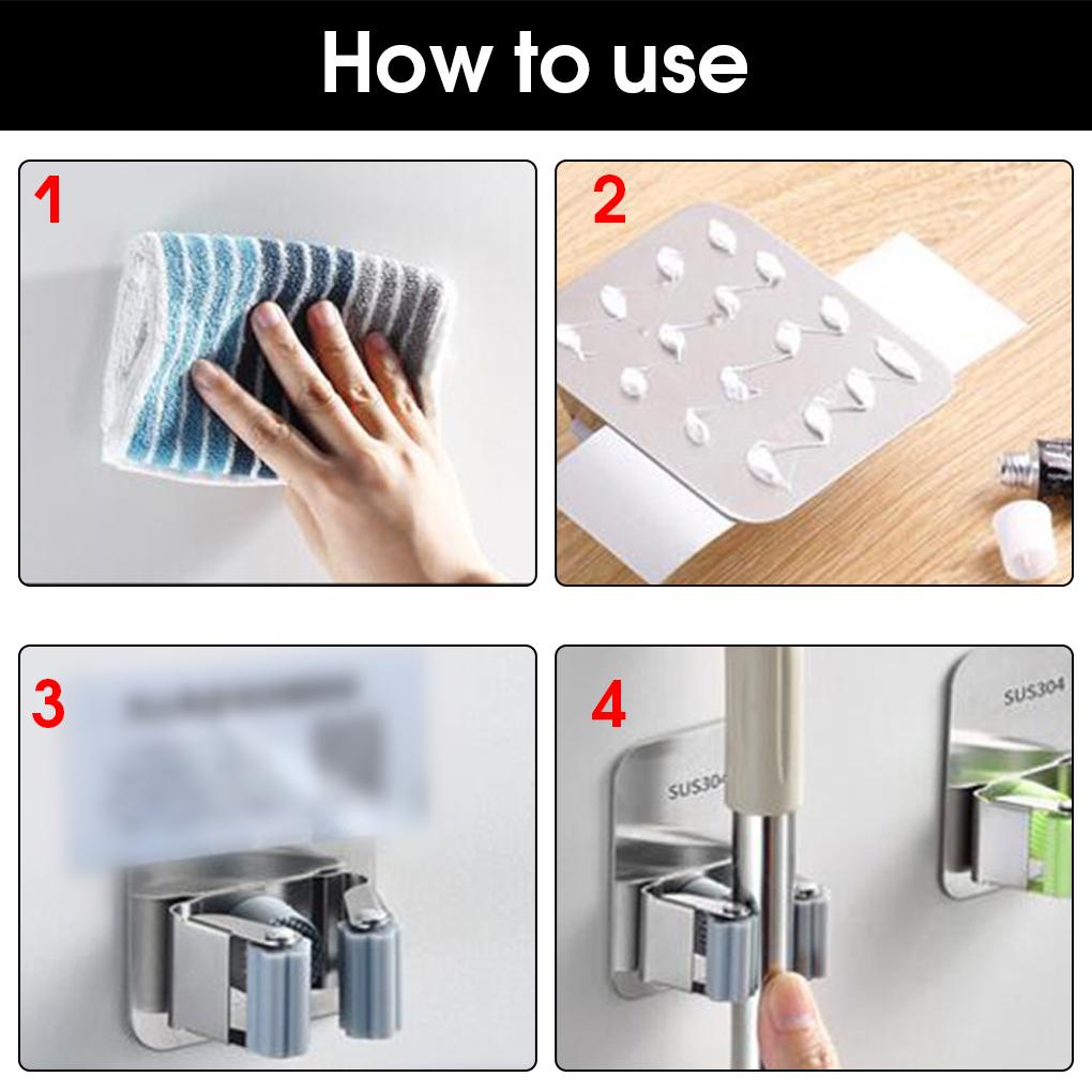 Set 3 Kẹp Cố Định Cần Câu Cá Bằng Thép Không Gỉ Gắn Tường Chống Trượt Cho Nhà Bếp / Văn Phòng