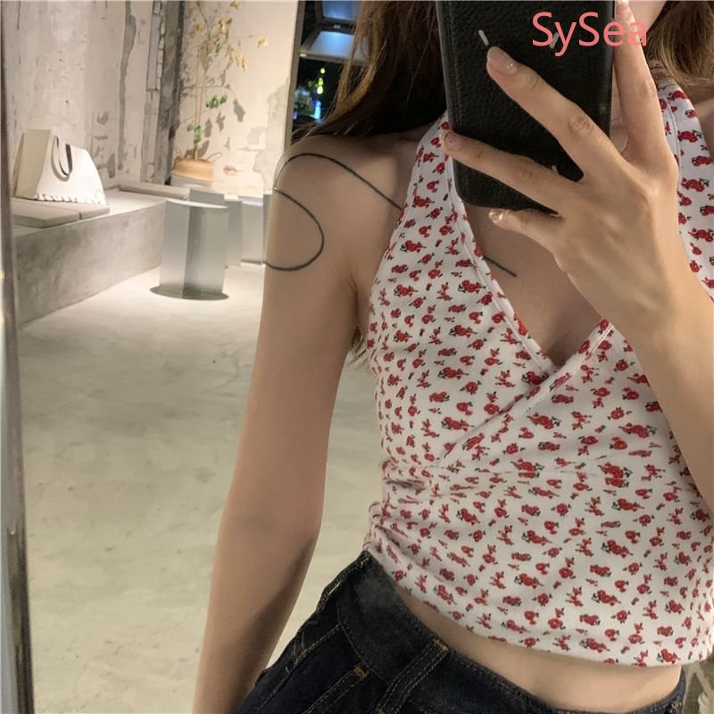 Áo Hai Dây Cổ Chữ V Họa Tiết Hoa Quyến Rũ Thời Trang Hè Cho Nữ