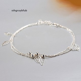 Lắc Chân Mạ Bạc Hình Chiếc Lá Thời Trang