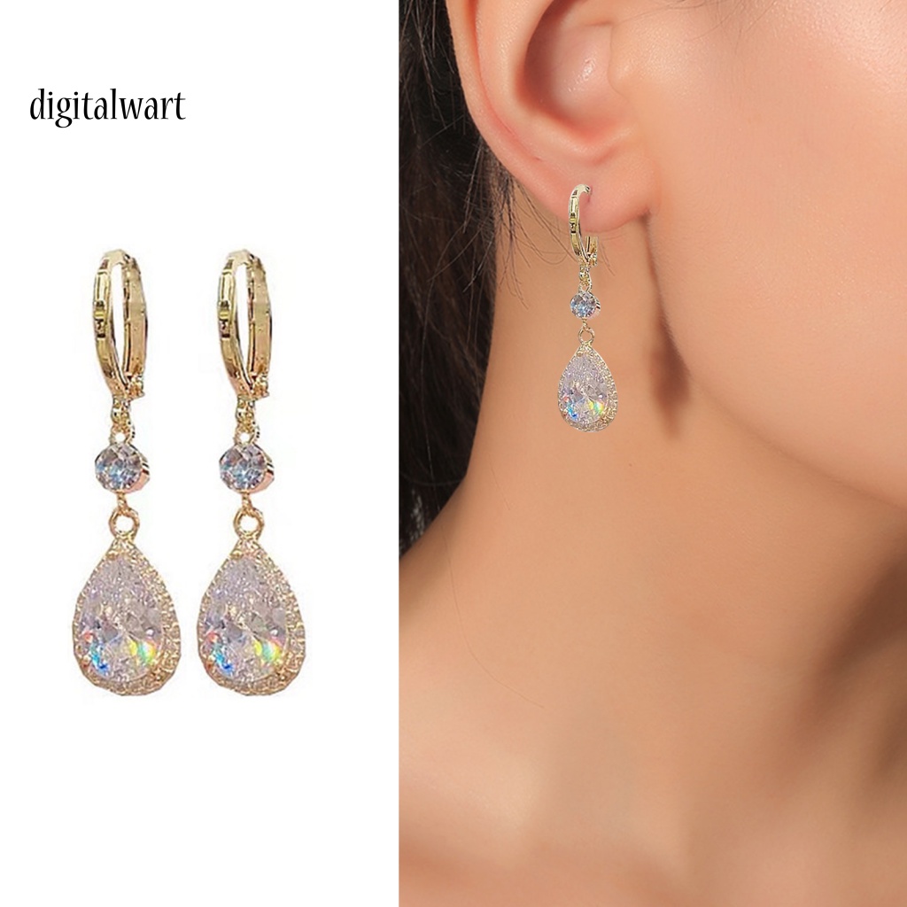 Kỹ Thuật Số| 1 Đôi Bông Tai Hình Giọt Nước Đính Đá Lấp Lánh Không Gây Dị Ứng Thời Trang Cho Nữ