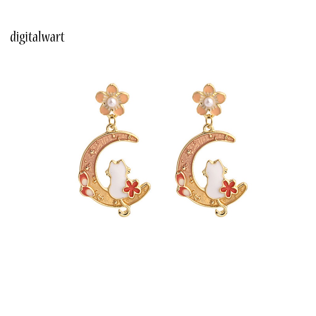 Kỹ Thuật Số| 1 Đôi Bông Tai Xỏ Lỗ Họa Tiết Hoa / Mặt Trăng / Thỏ / Hình Học Mạ Điện Đơn Giản Thời Trang Dành Cho Nữ