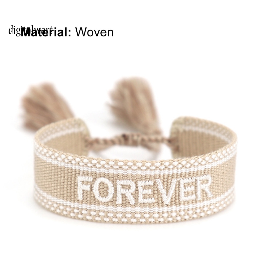 Kỹ Thuật Số| Vòng Đeo Tay Dạng Quấn Thêu Chữ n Phối Dây Tua Rua Tinh Tế Thời Trang Cho Bạn Bè